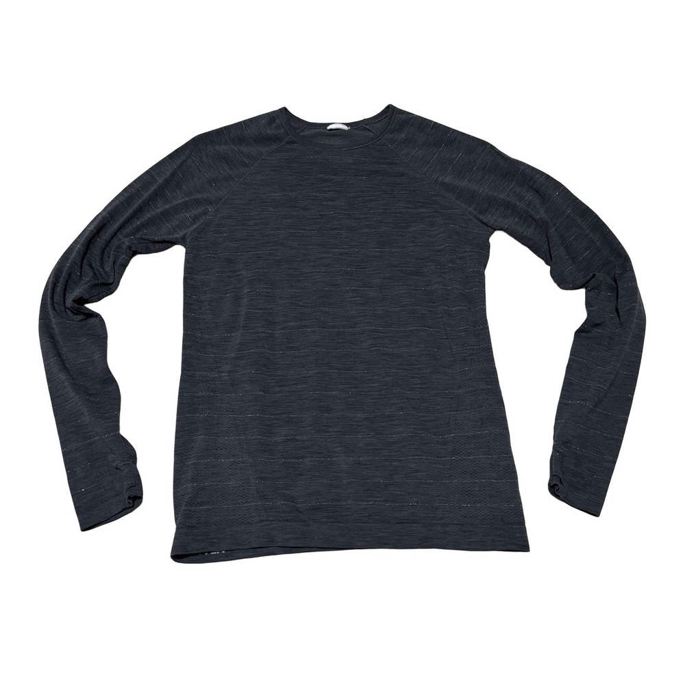 Athleta‎ Women's Long Sleeve Performance Training Yoga Striped Top Gray 16x23.5